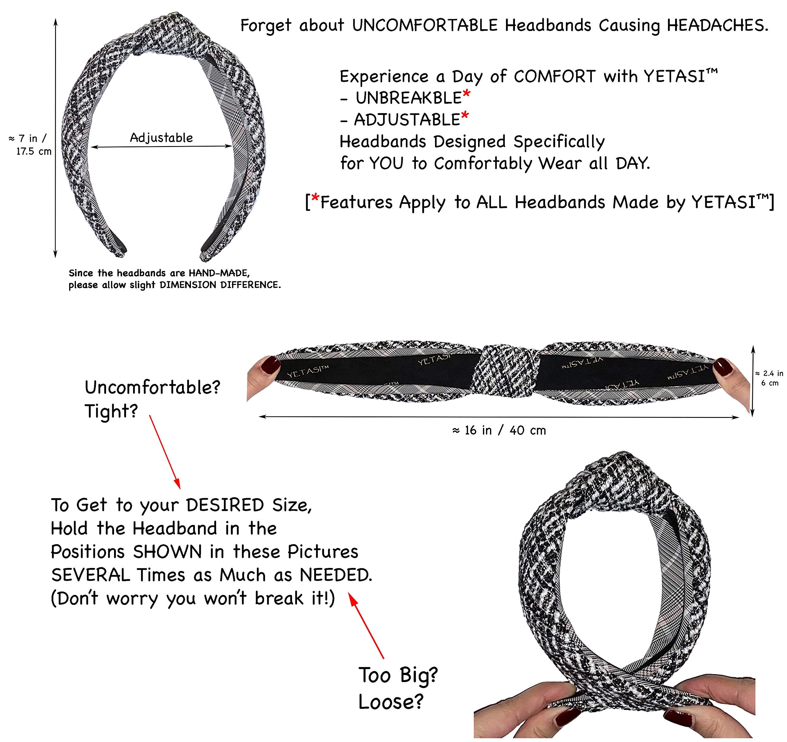 YETASI denim headband for video calls with pearl embellishment for a polished look.