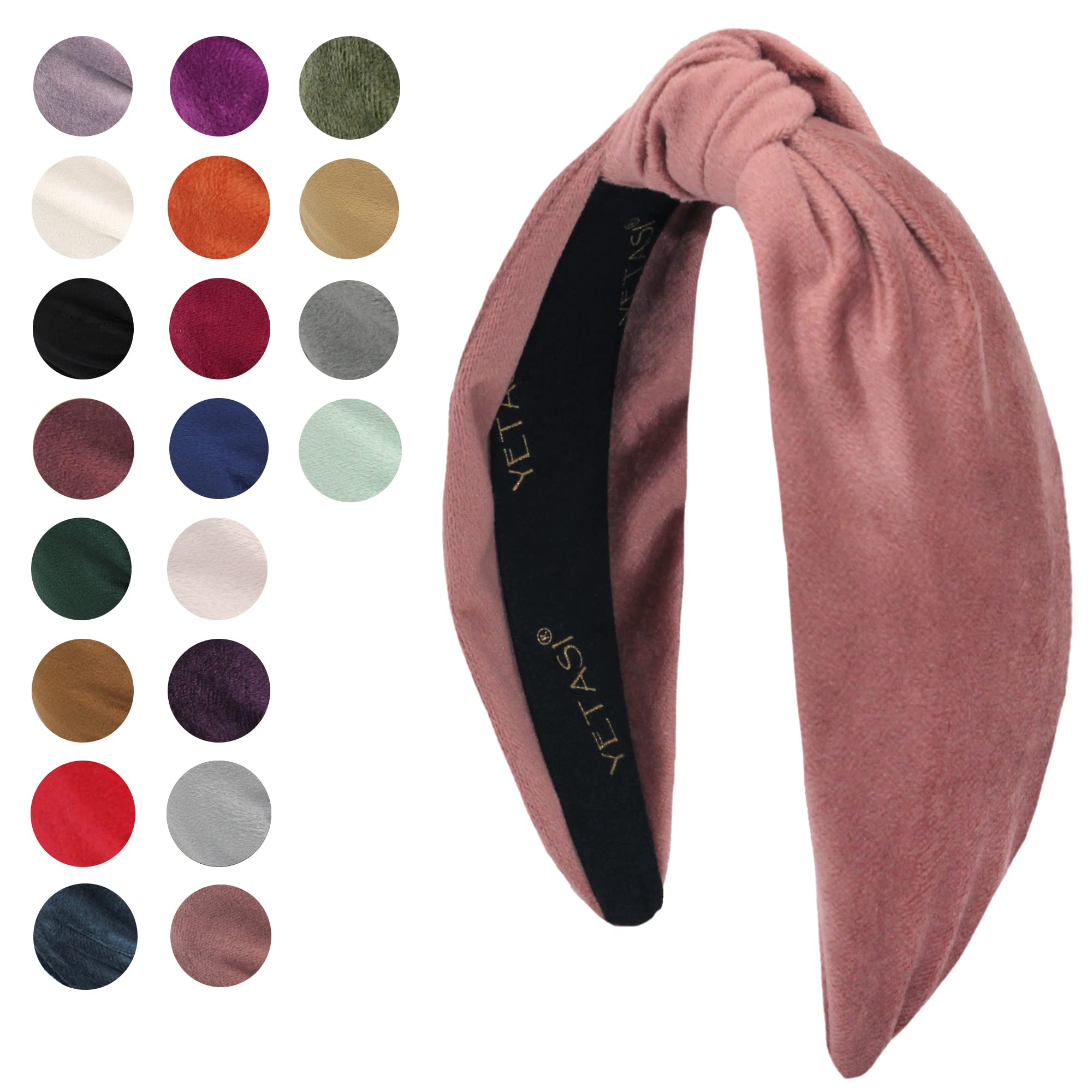 Yetasi Dusty Pink Velvet Knotted Headband close-up of top knot and soft texture