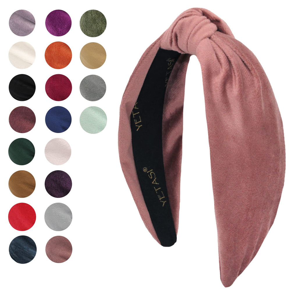Yetasi Dusty Pink Velvet Knotted Headband close-up of top knot and soft texture