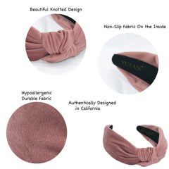 Yetasi Dusty Pink Velvet Knotted Headband worn with casual outfit