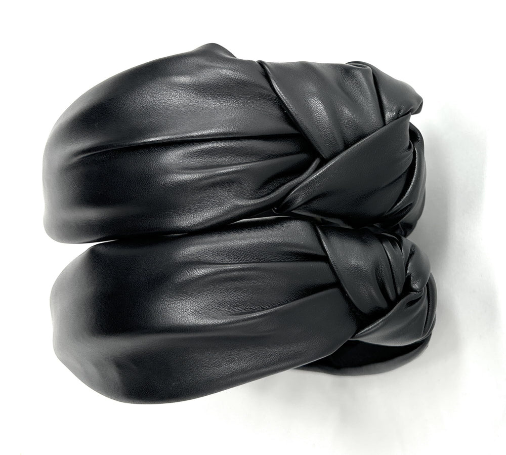 Yetasi black leather headband pairs with dresses for special occasions.