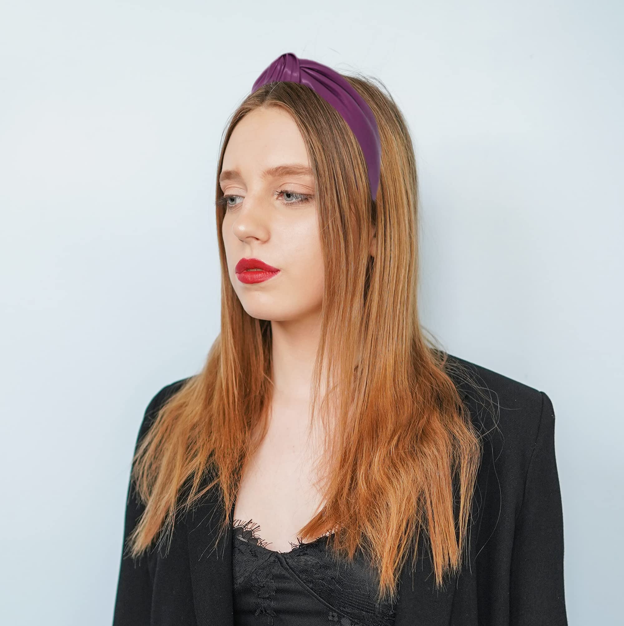 YETASI close-up leather headband shows premium material and secure knot design.