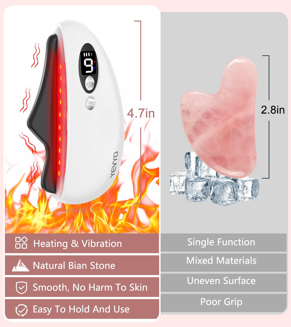 YEVYO Gua Sha acupoint massage tip targets tension and meridian flow.