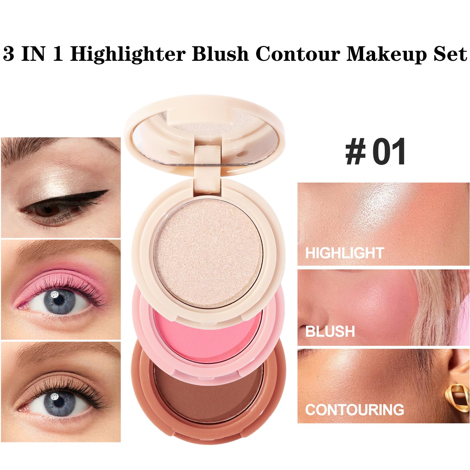 Yeweian blush-contour-highlighter palette swatch highlighting silky, buildable color.