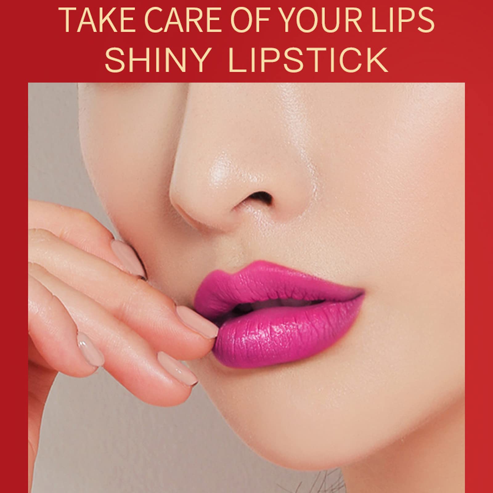 Yeweian Magic Lipstick set showing black shade shifting to brick red on lips.