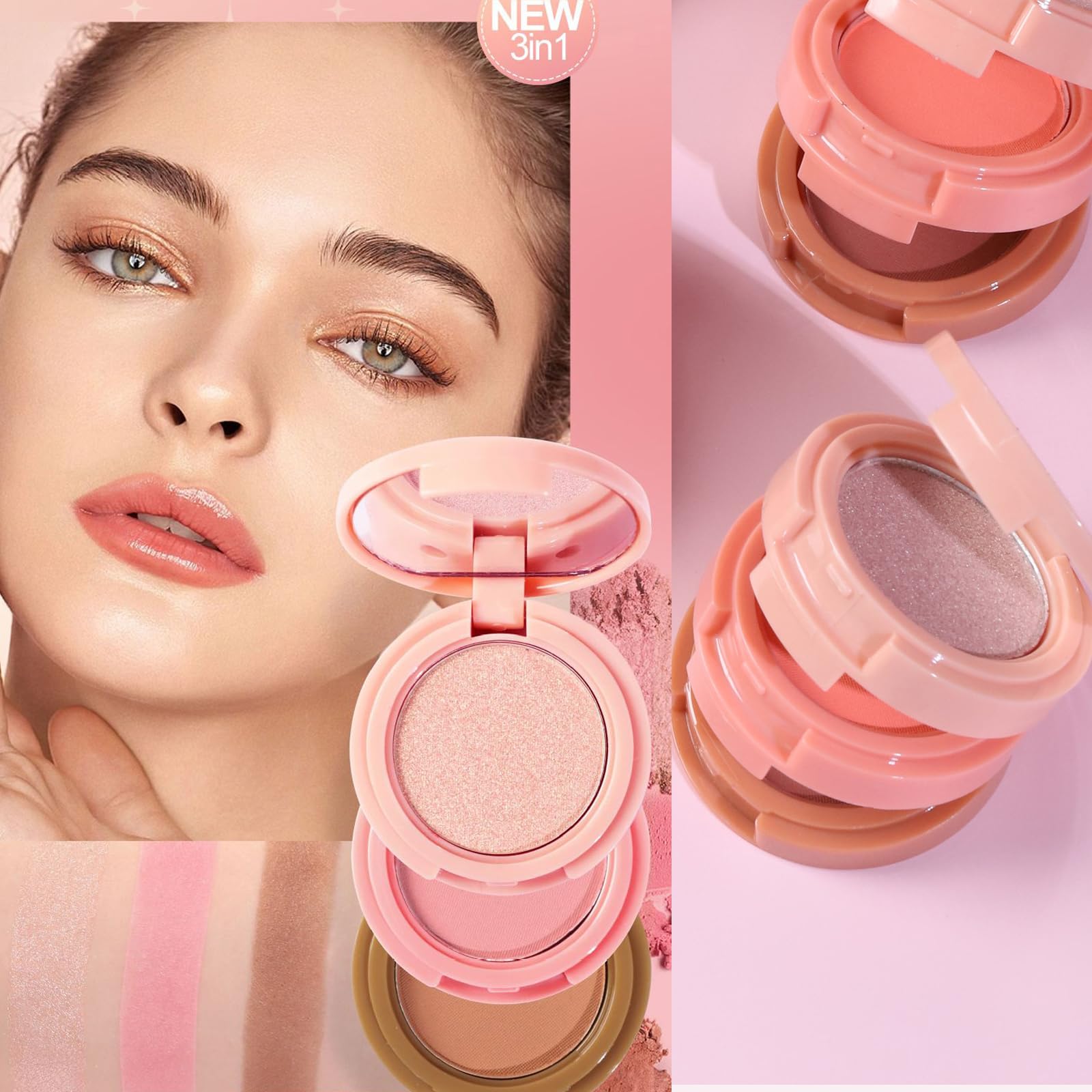 Yeweian shimmer highlighter glow on cheekbone for luminosity