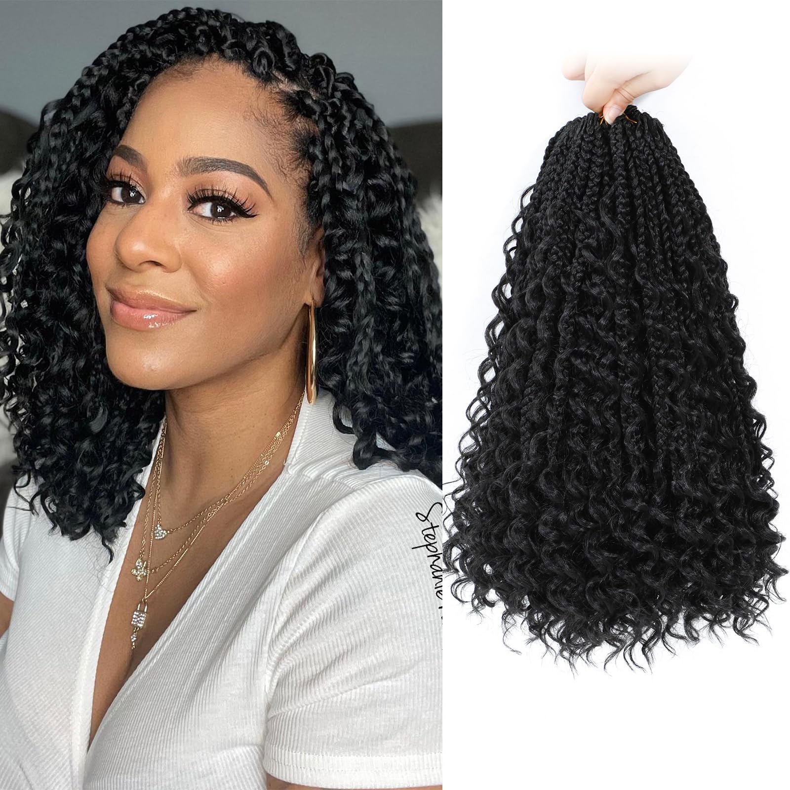 Yewell Goddess Box Braids 10inch with curly ends for voluminous texture