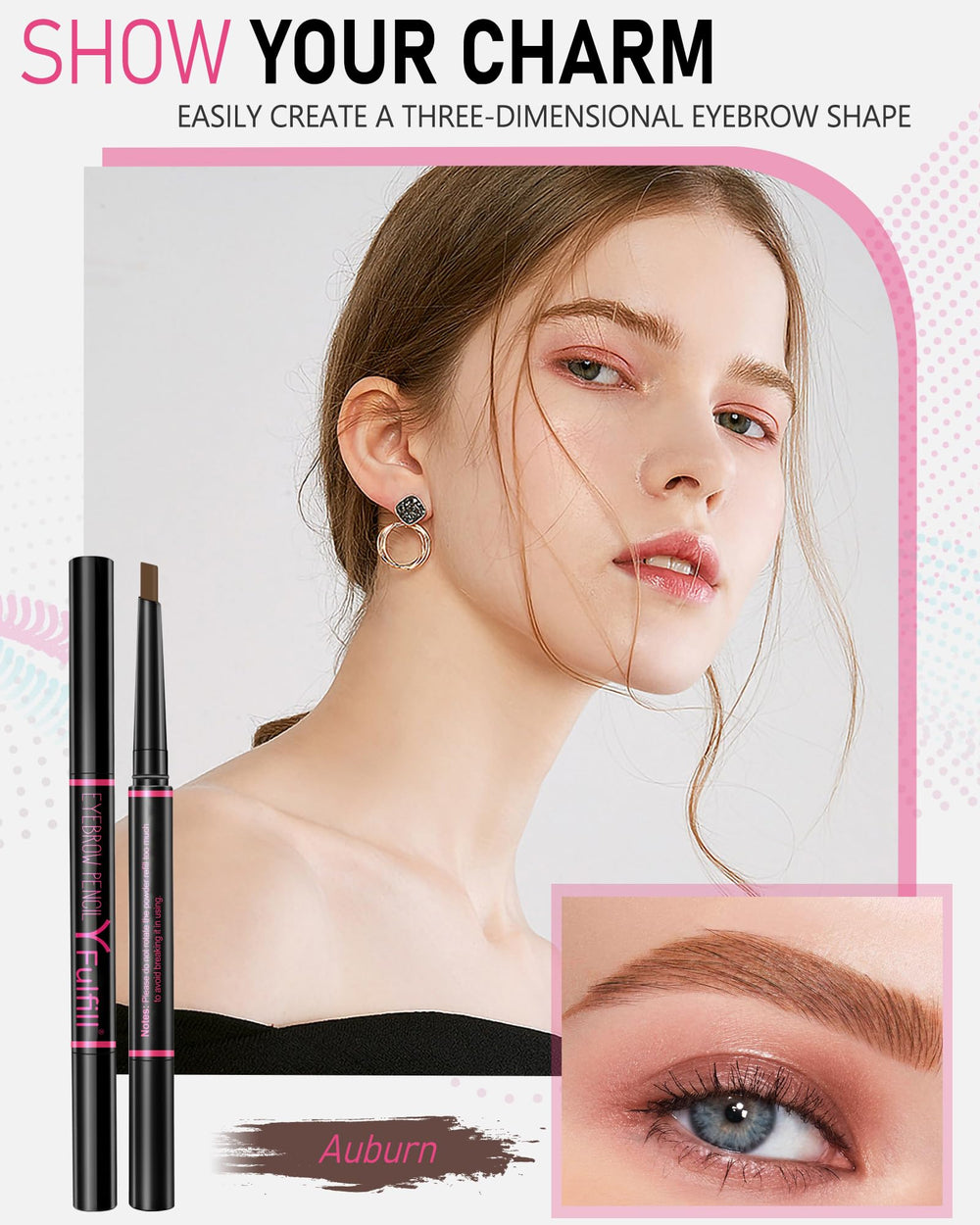 YFulfill Auburn Eyebrow Pencil spoolie blending for seamless brow finish