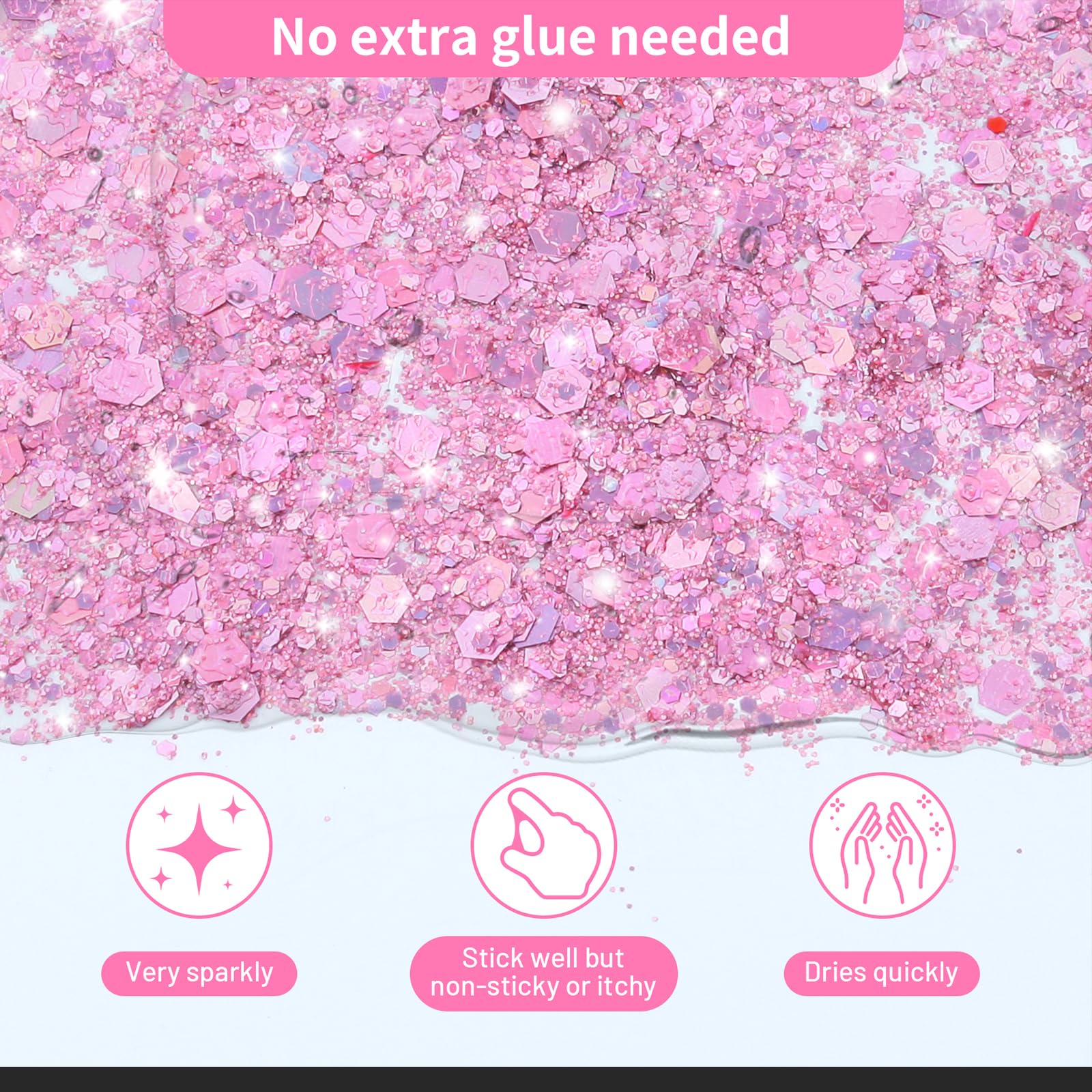 YGQQOY hair glitter gel adds radiant color with quick wash-out after events.