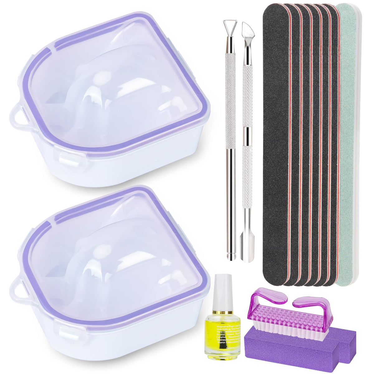 YGQQOY nail soaking bowl with dual compartments for efficient removal