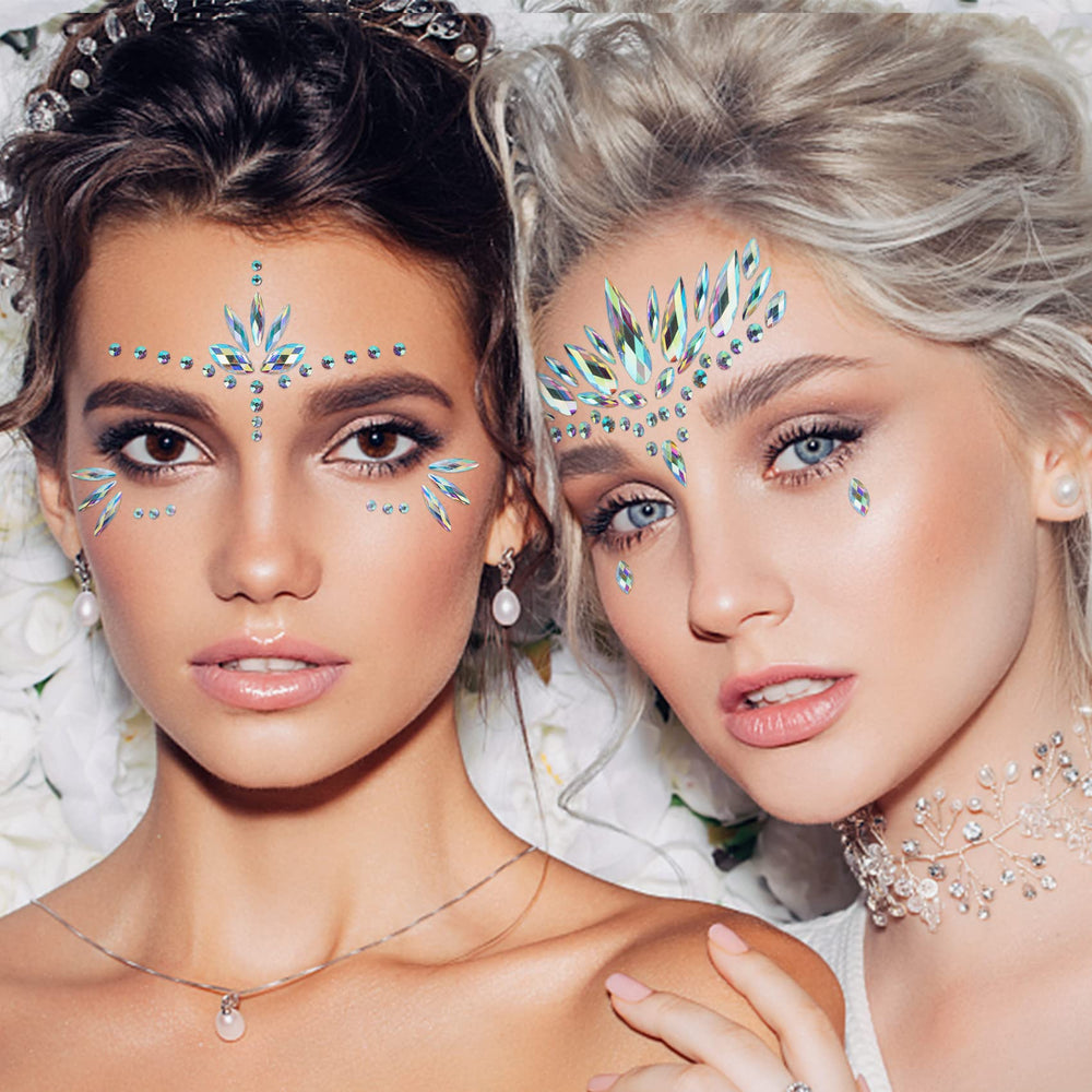 YHmall Mermaid face jewels closeup rhinestones highlight crystal detail and glow