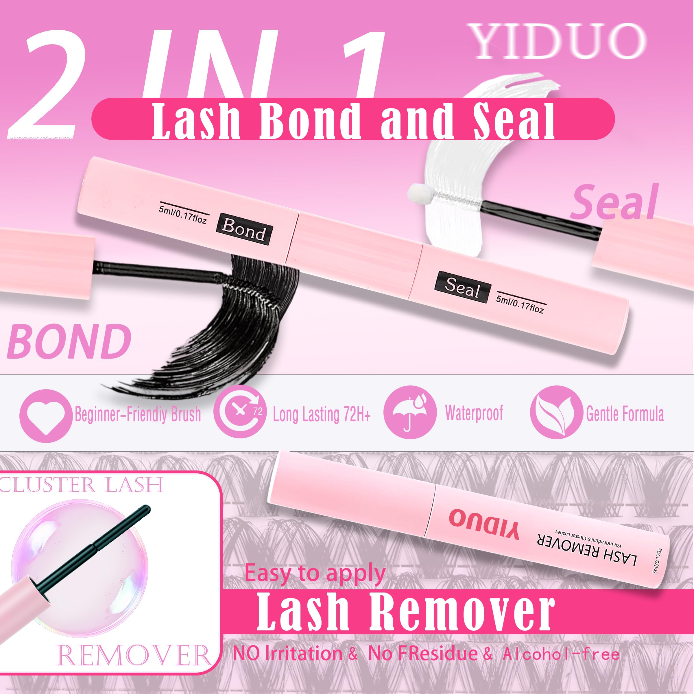 YIDUO lash cleanser gently cleanses and preserves lash clusters.