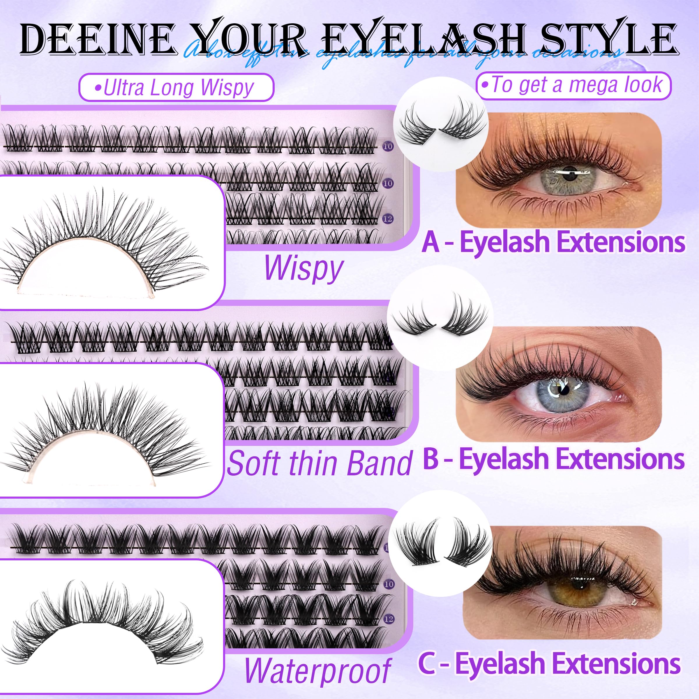 YIDUO Lashes Clusters Fairy style adds delicate, whimsical fullness.
