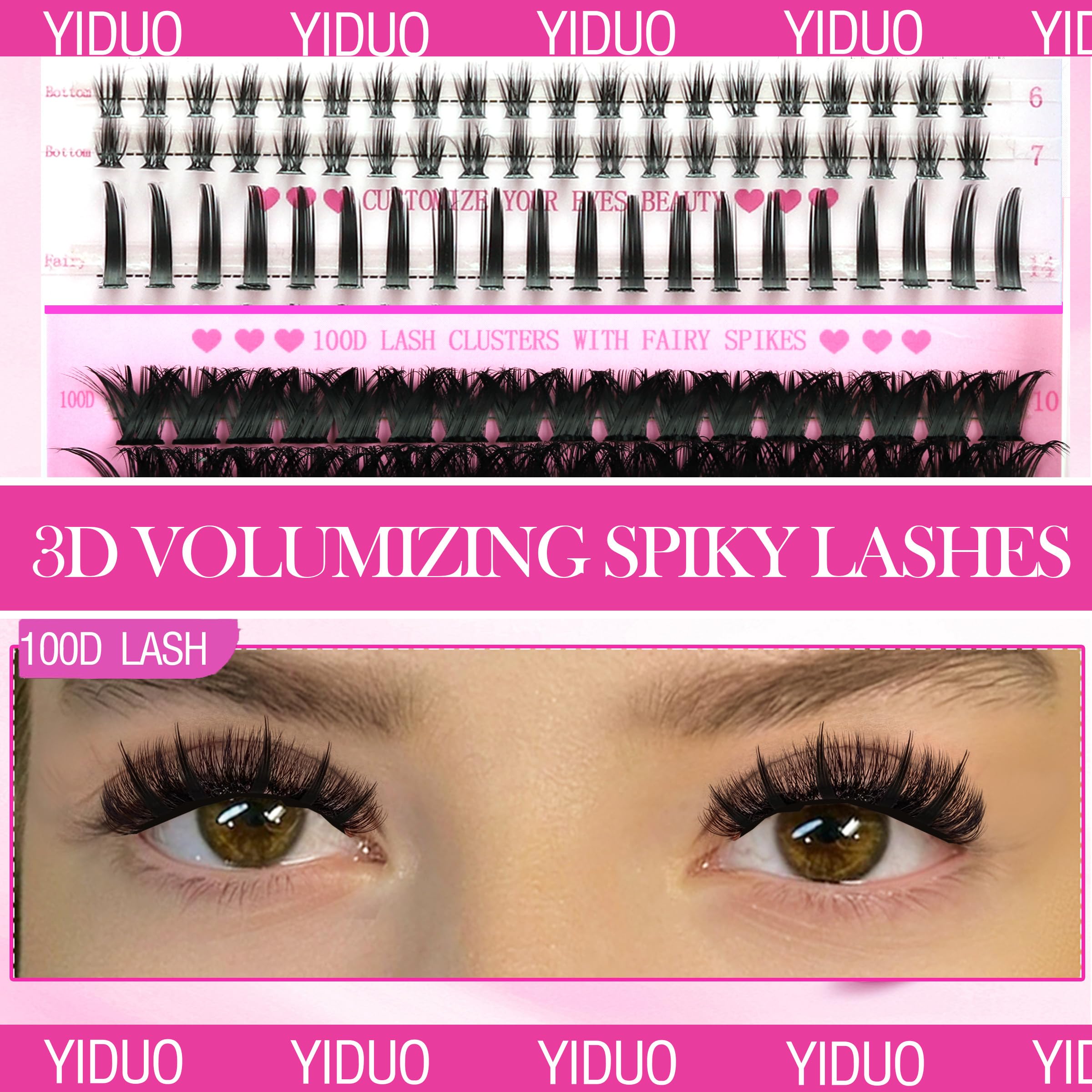 YIDUO Lashes Clusters Kit 14-20mm spikes for bold manga-inspired effect