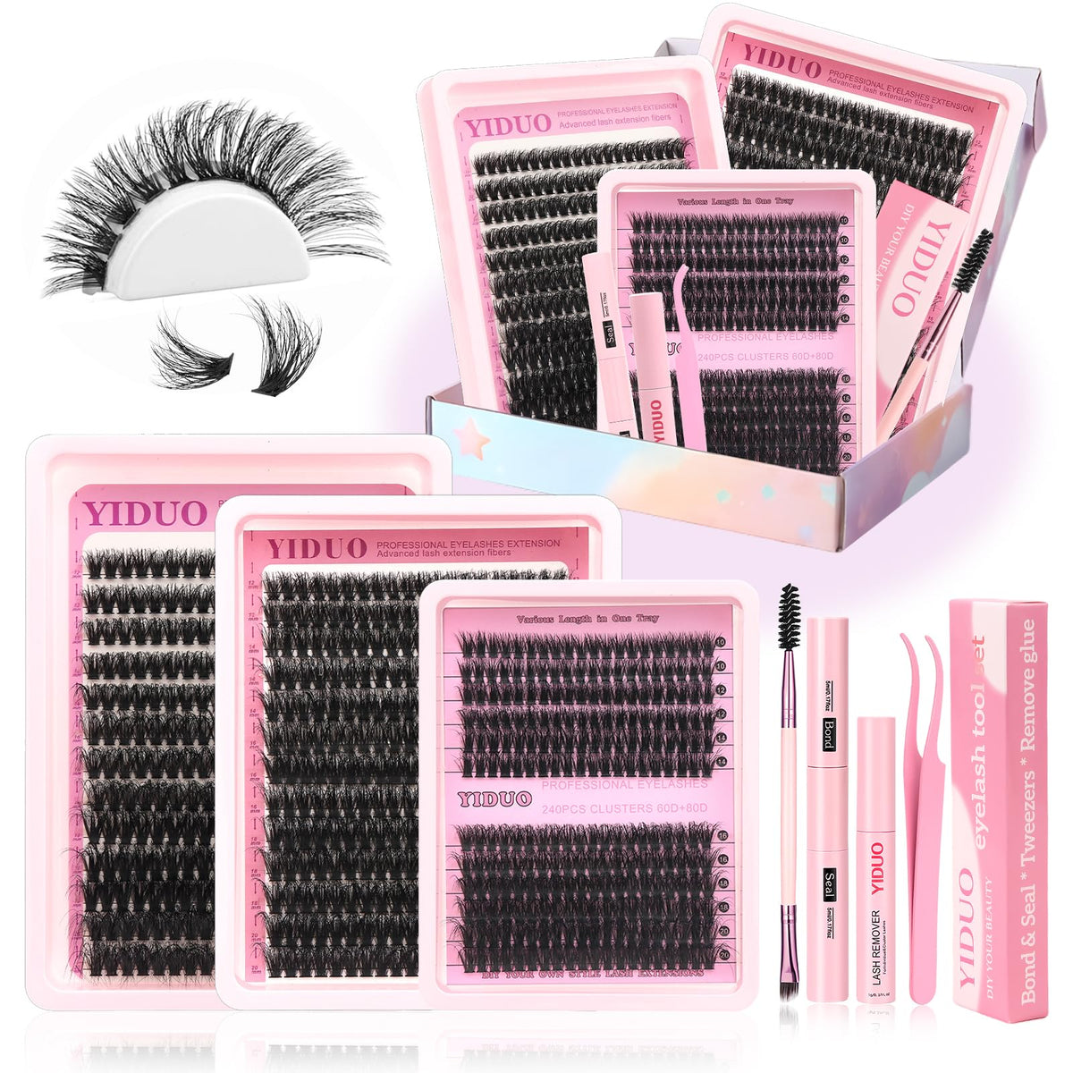 YIDUO Lash Clusters Kit box front for DIY lash extensions
