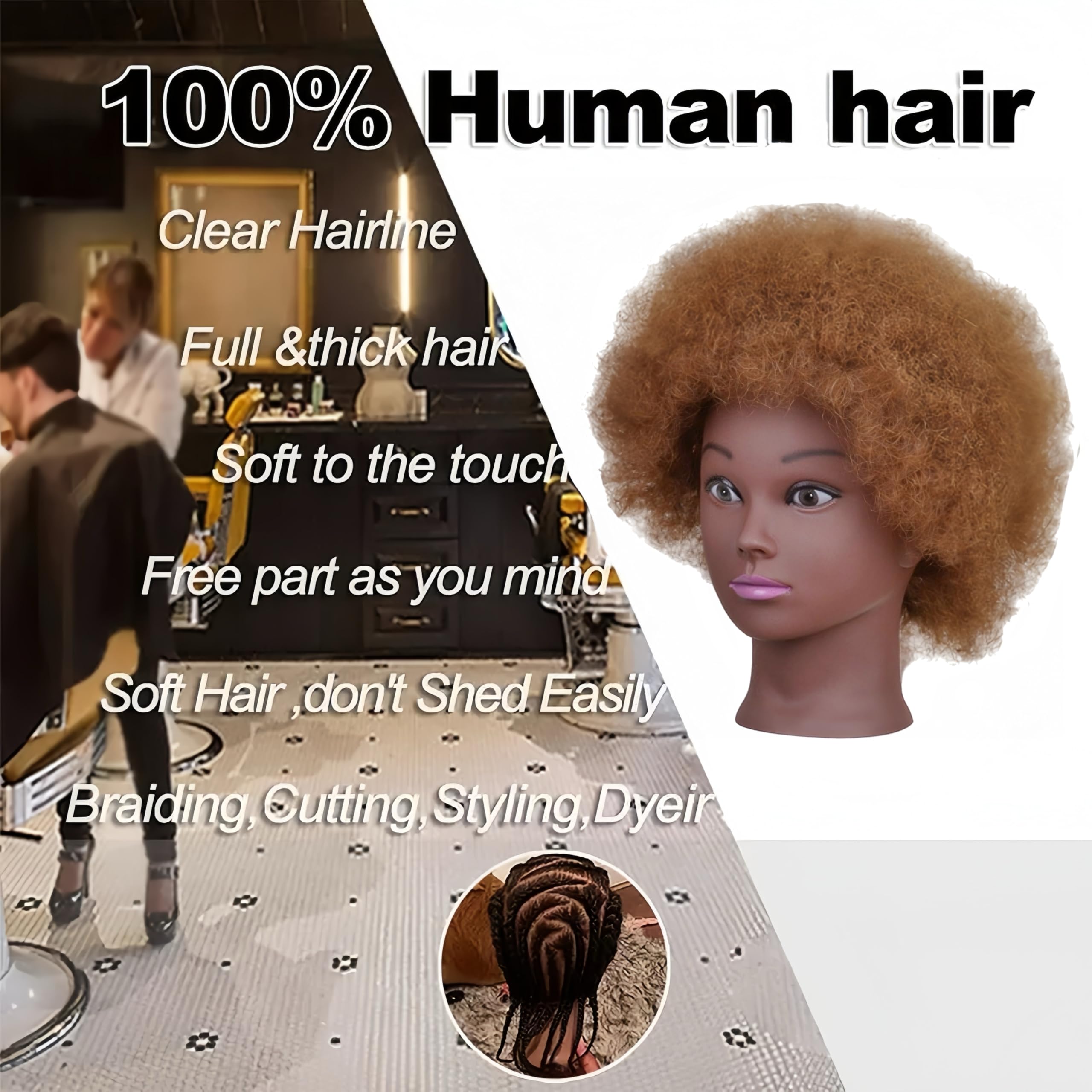 Yiifiulyn Afro Curly head for home practice and hairstyle trials.