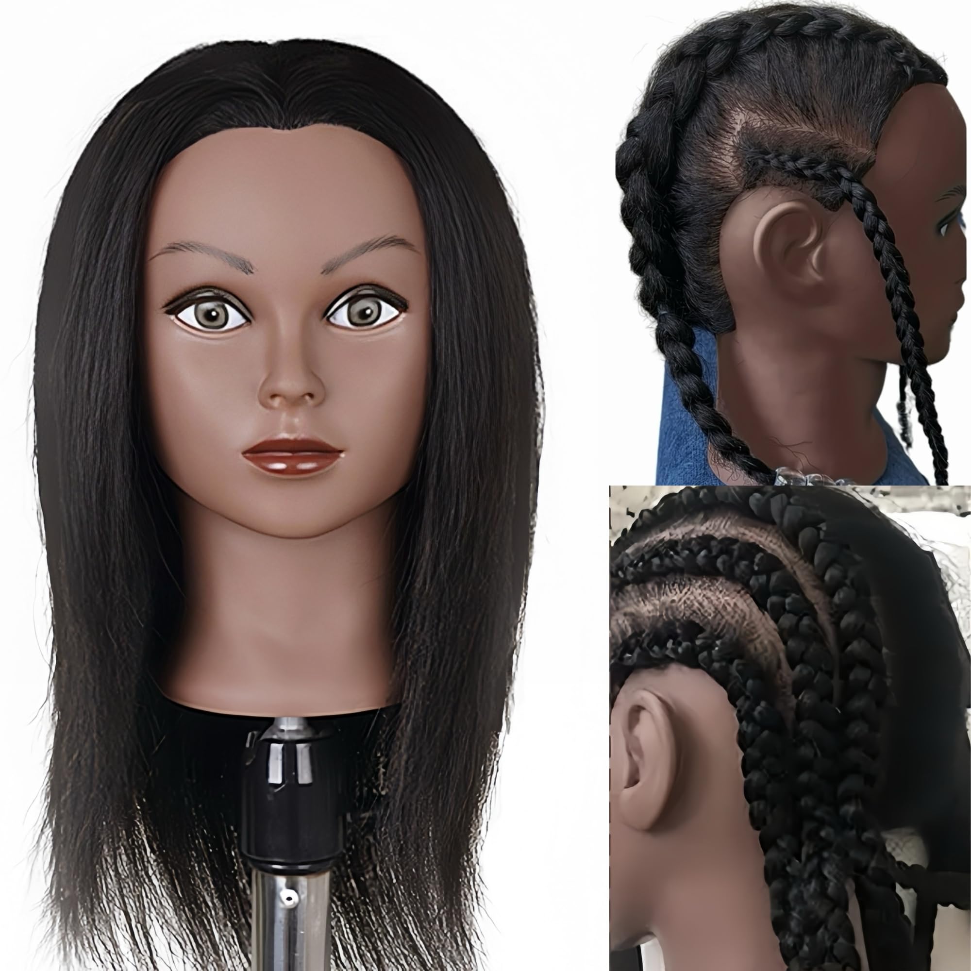 Yiifiulyn real hair mannequin head for braiding practice and skill development