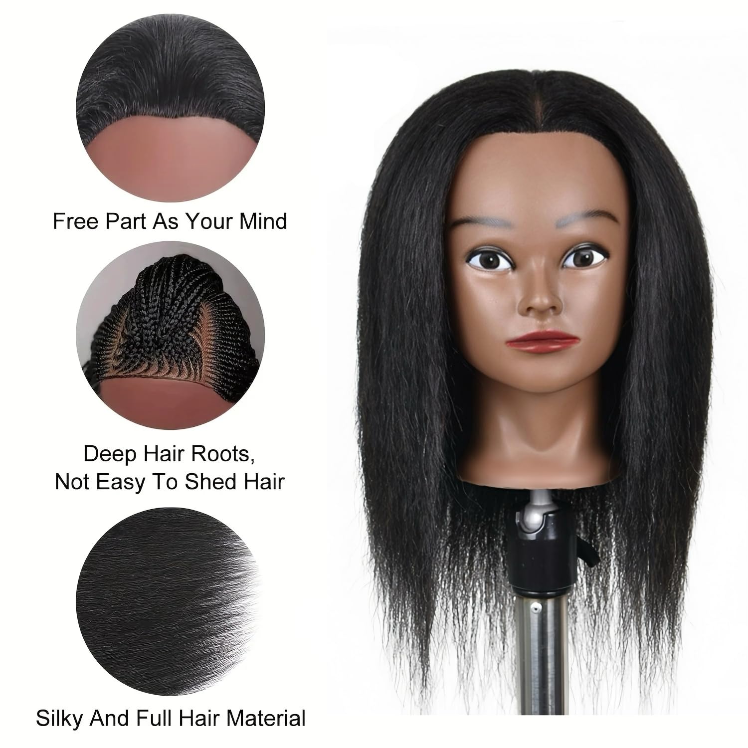 Yiifiulyn real-hair head ideal for cutting and dyeing demos