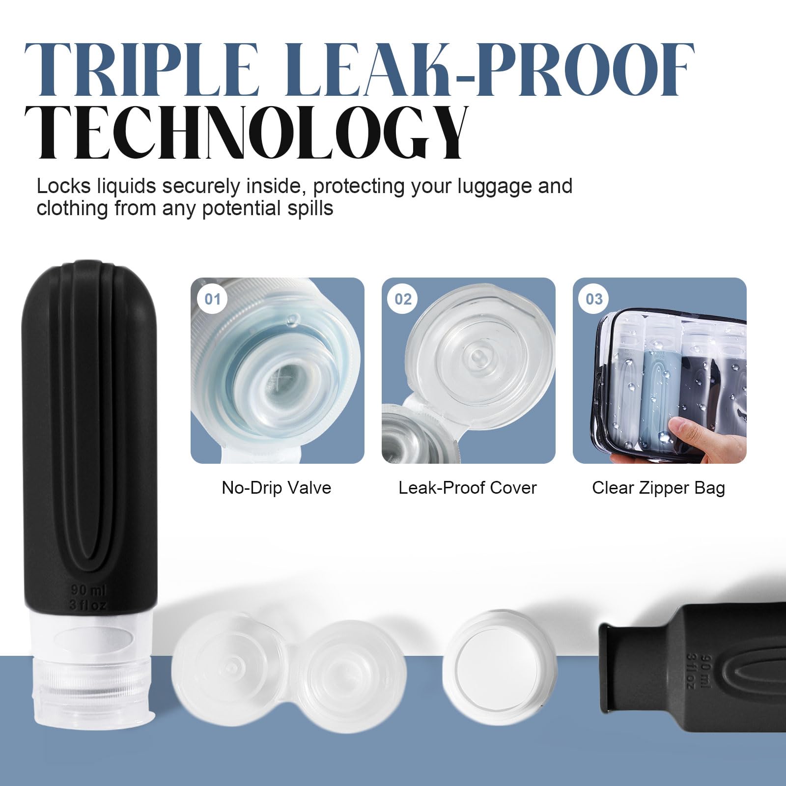 YIIMER wide-opening travel bottle for easy filling with thicker liquids.