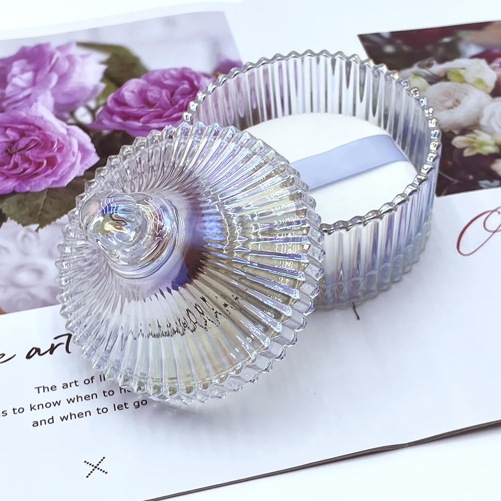 YILUSHENGHUA crystal glass jar holder adds shine and storage on your vanity.