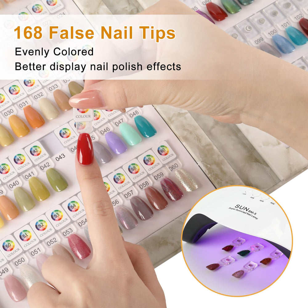YINGJEE swatch book pages show gel color options for matches.
