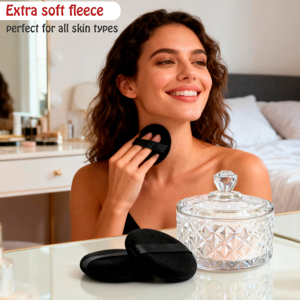 YINGMAN glass dusting powder container keeps powder fresh and accessible.