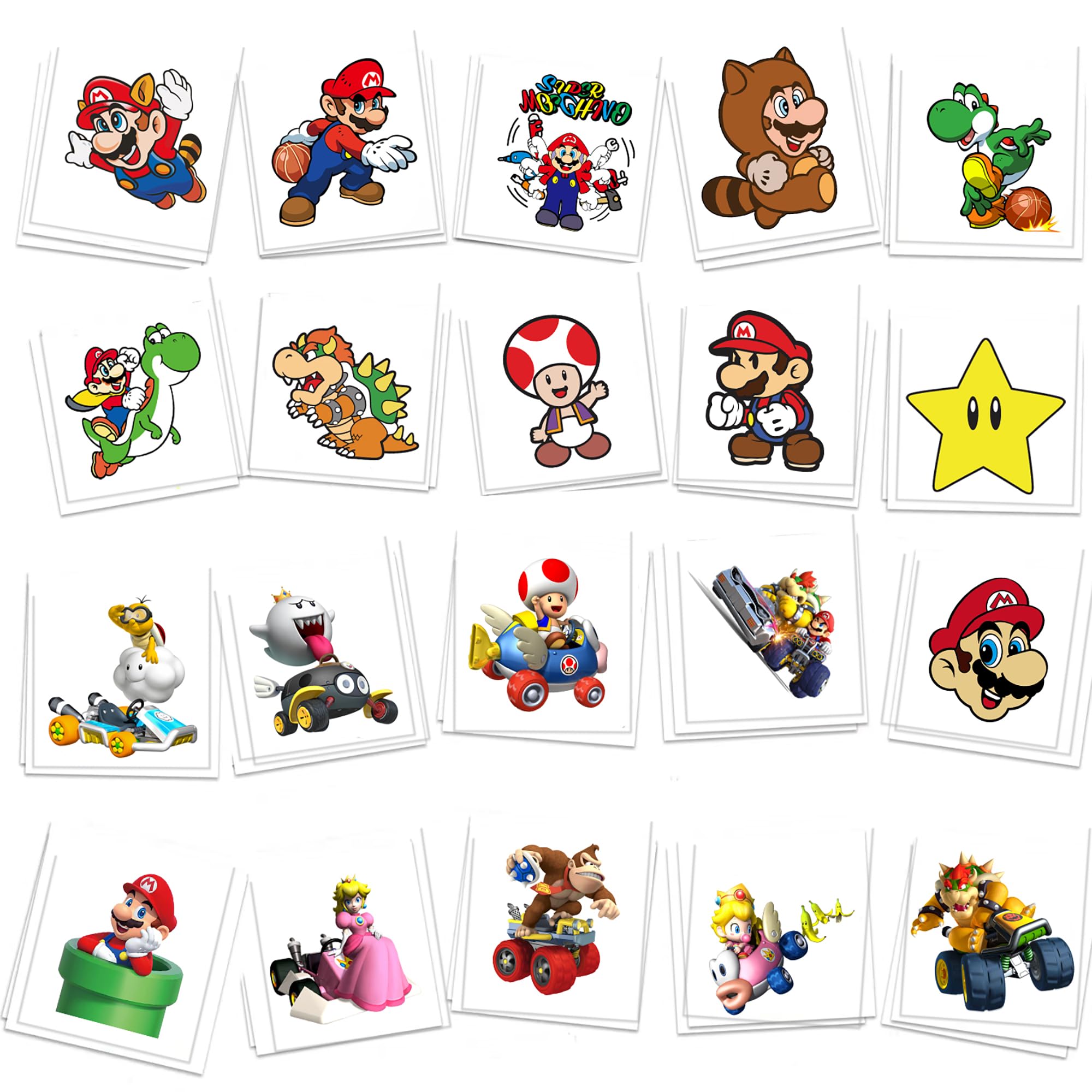 YINGXIANG cartoon tattoos 60pc collection shown on skin for easy party fun.