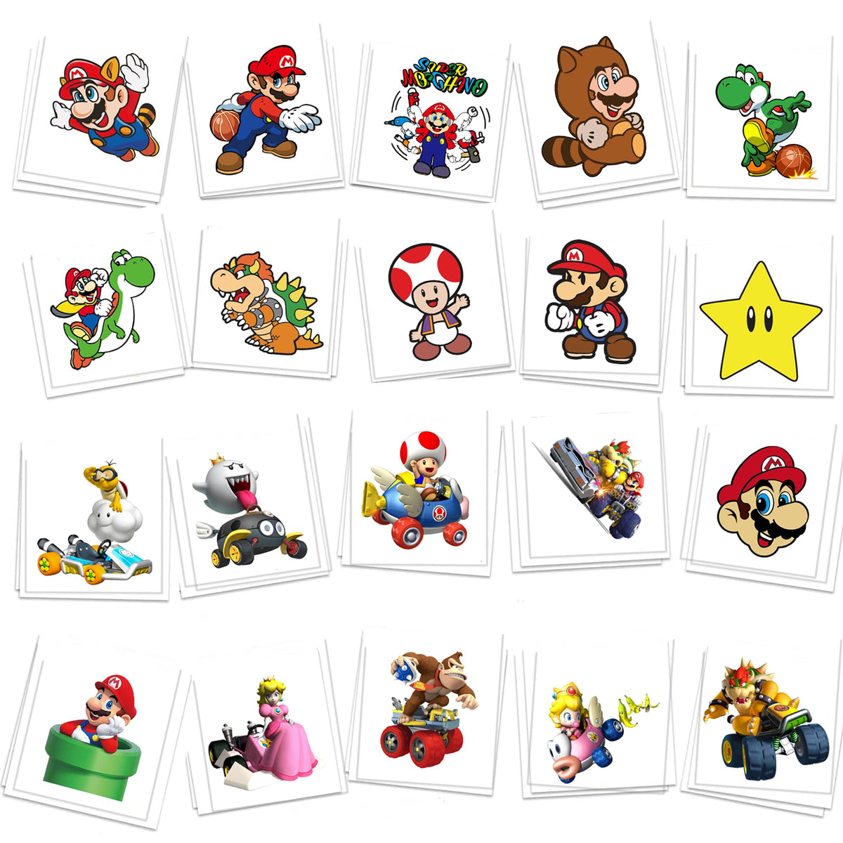 YINGXIANG cartoon tattoos 60pc collection shown on skin for easy party fun.