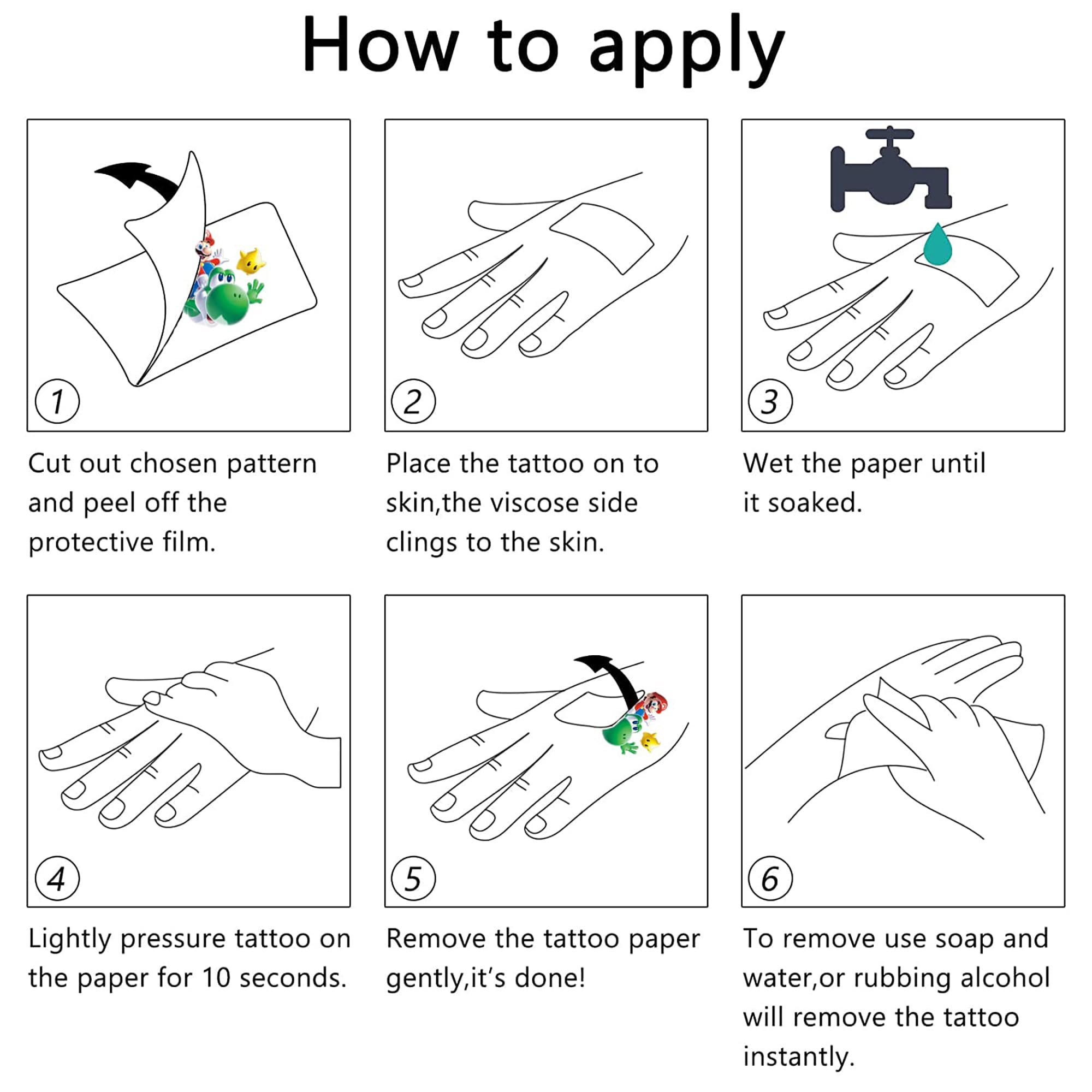 YINGXIANG temporary tattoos application guide for quick, mess-free DIY fun.