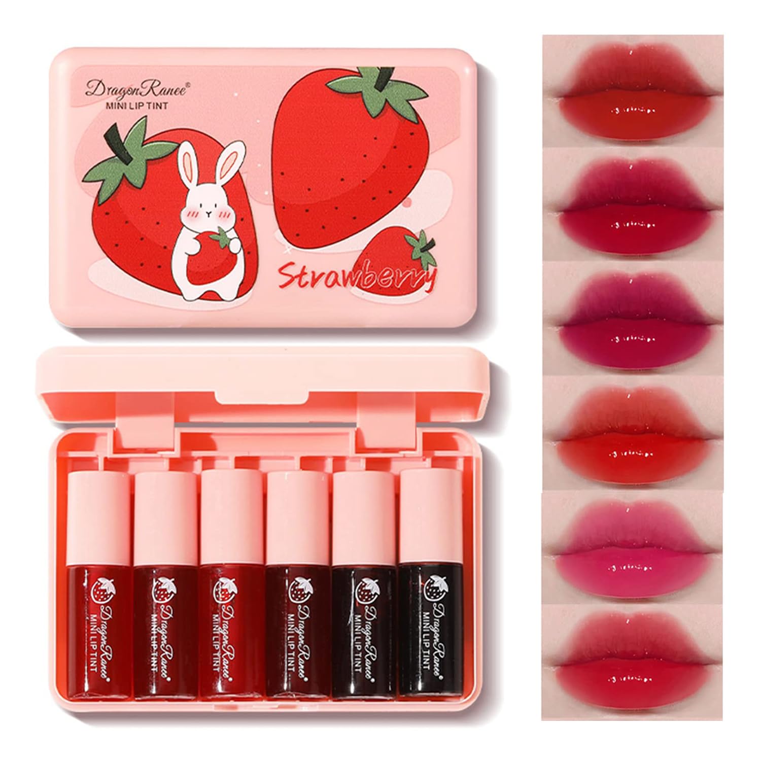 Yishifa lip tint swatches show vibrant color with long-lasting wear.