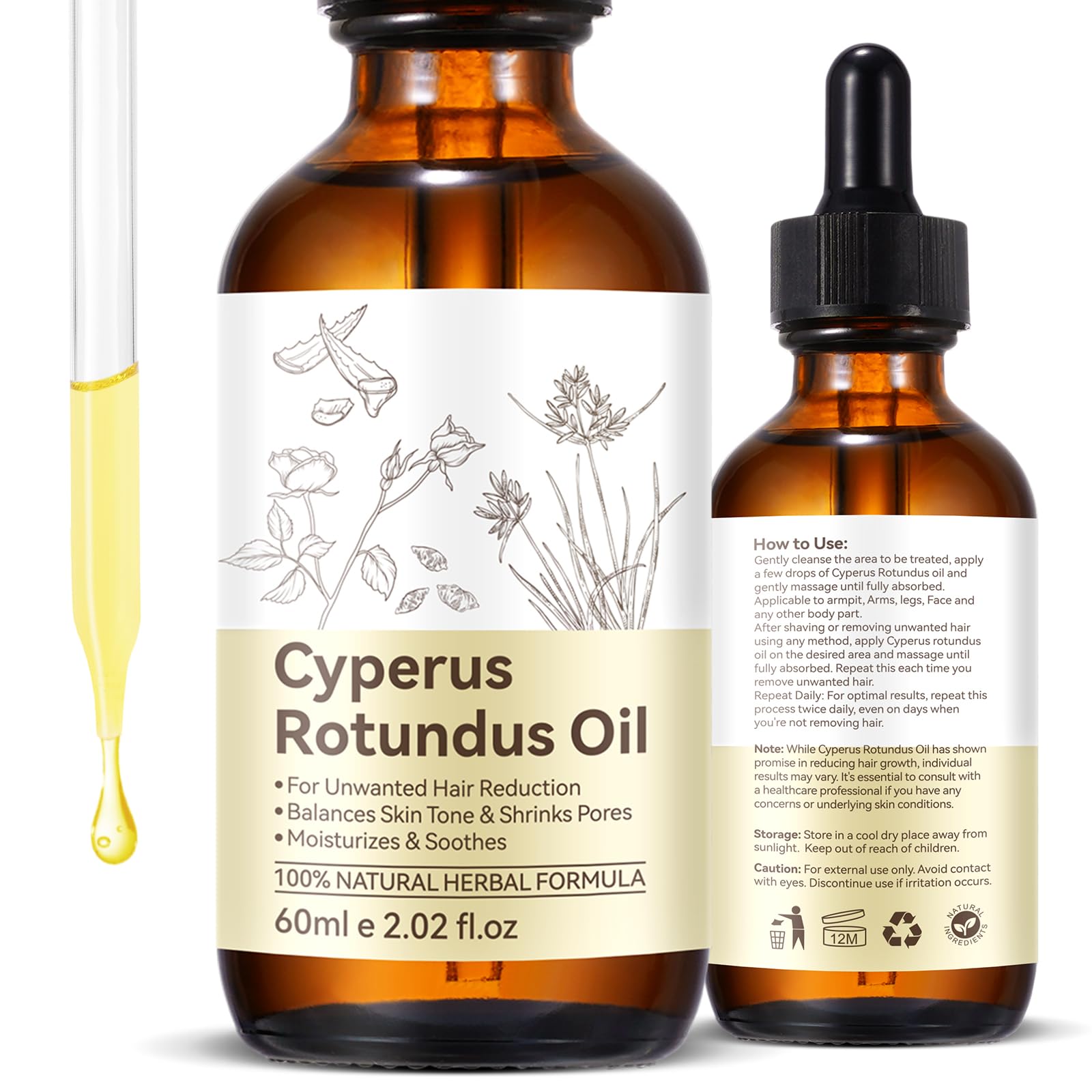 YJDHRPBI Cyperus Rotundus Oil bottle for gentle, sensitive-skin use