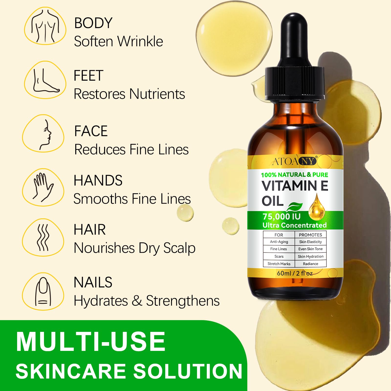 YJDHRPBI Vitamin E Oil on body for smoother, hydrated skin.