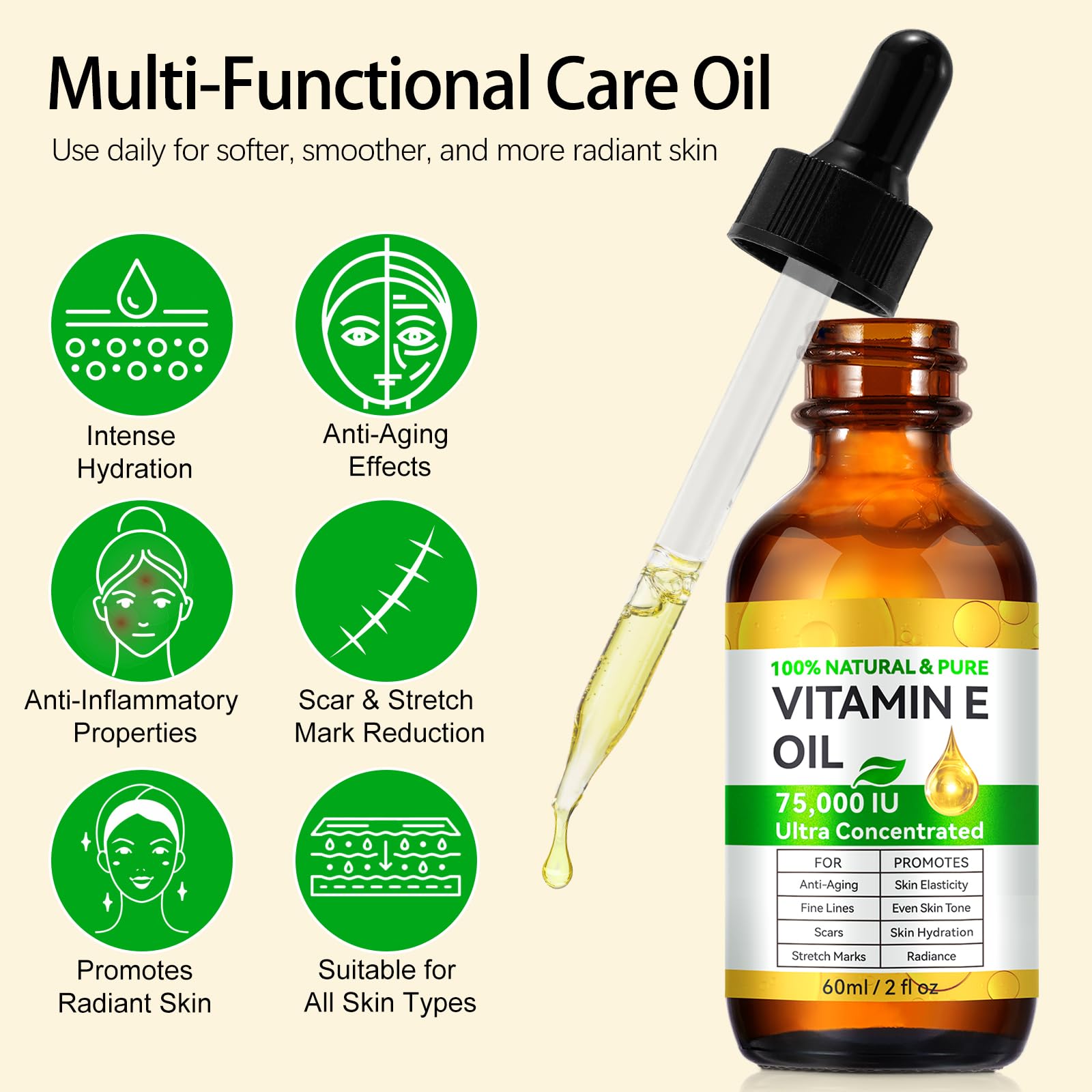 YJDHRPBI Vitamin E Oil on clean face for dewy, hydrated skin.