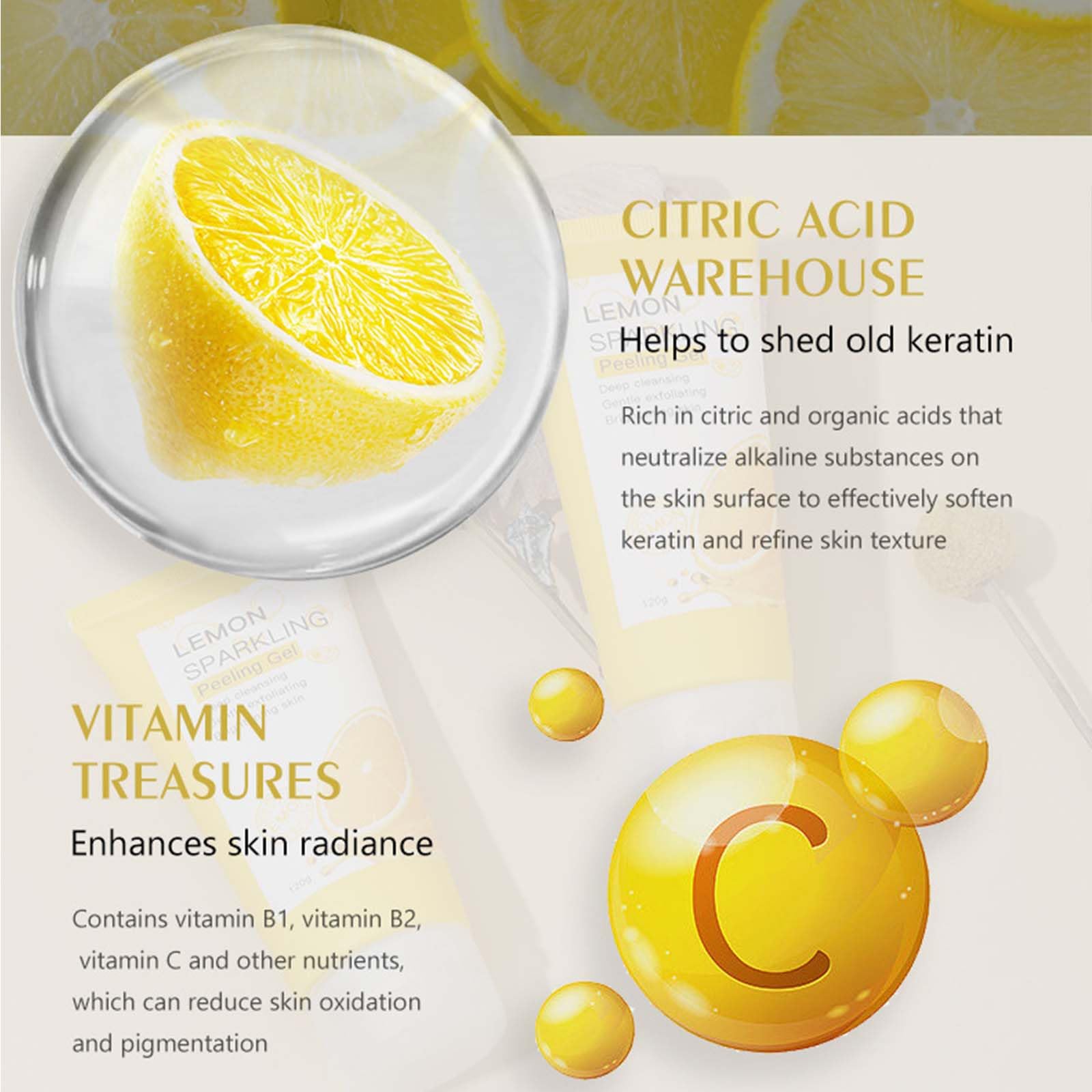 YJLYQF Lemon Exfoliating Gel leaves skin hydrated after use.
