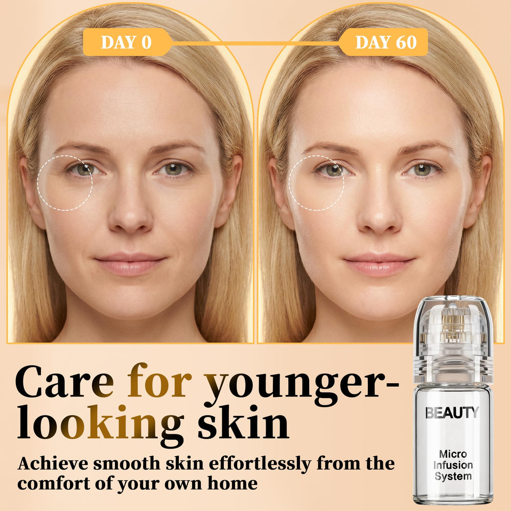 YJOO device used on neck and lips for cohesive skincare at home.