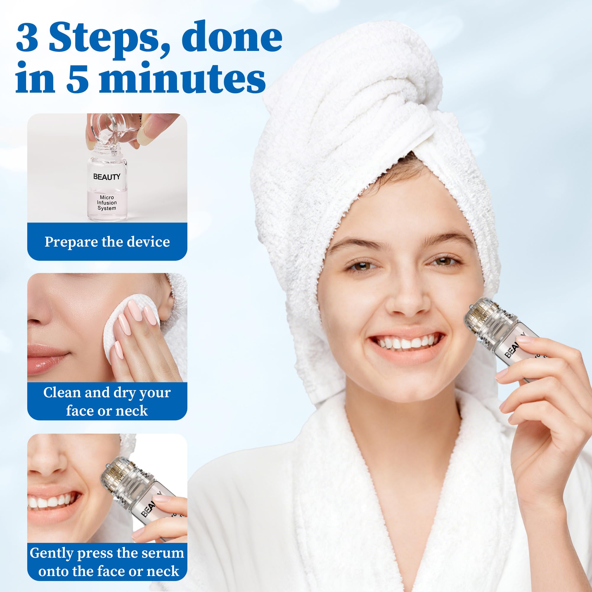 Close-up of YJOO serum applicator 0.25mm stamp for at-home treatment