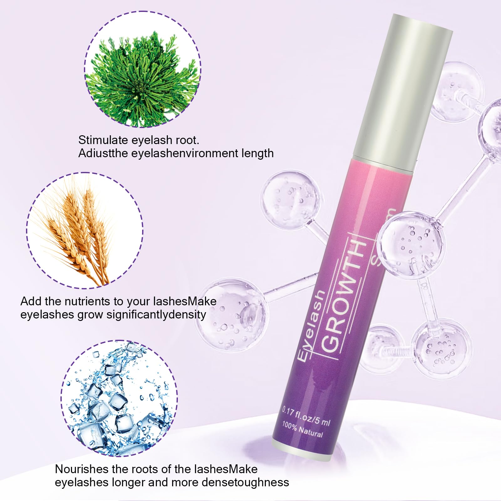 Ykimoe eyelash growth serum close-up demonstrating lash enhancement.