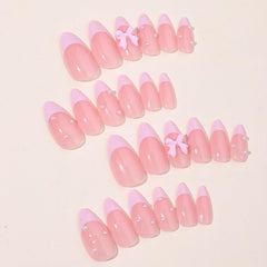 YKZFUI 24Pcs glossy almond nails with durable shine