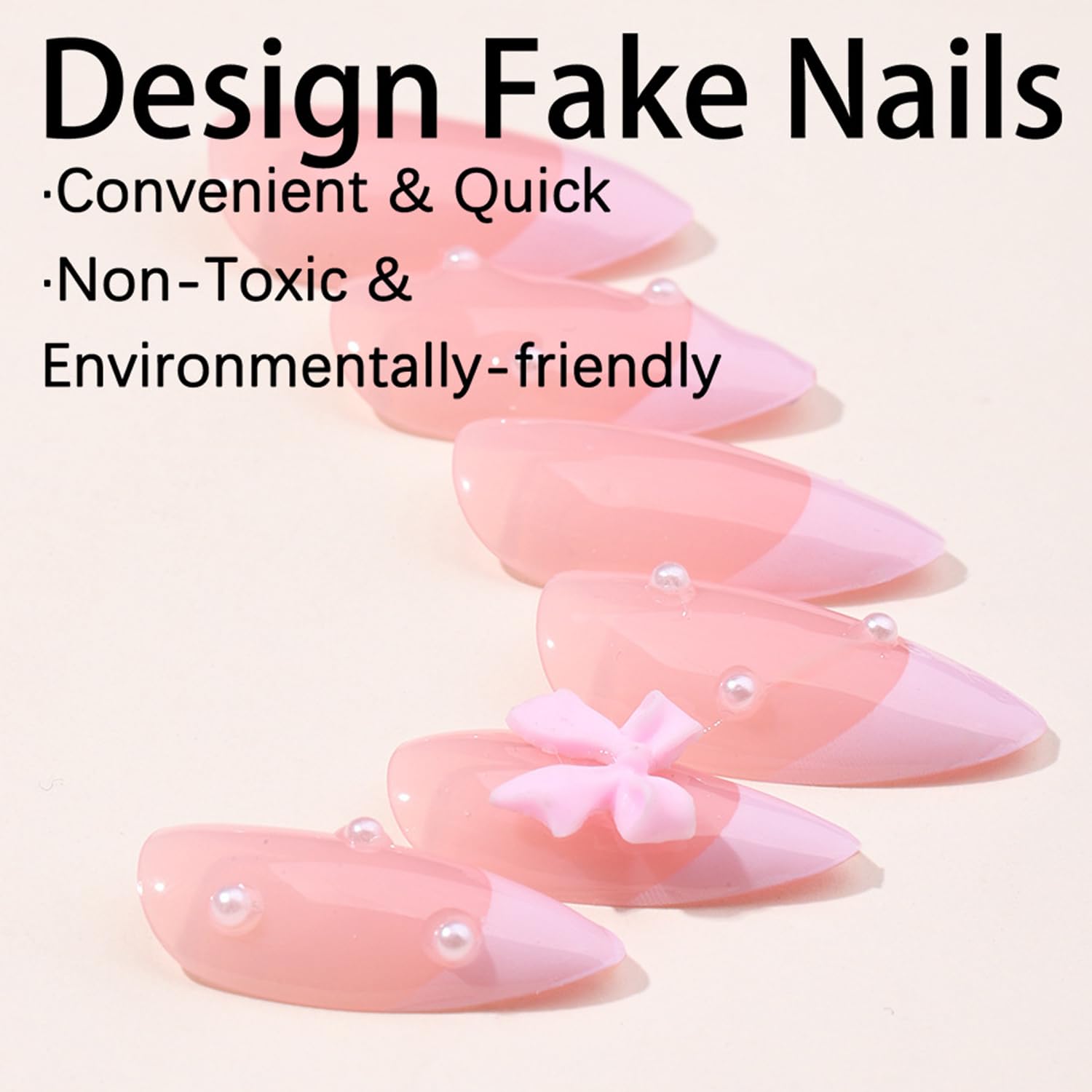 YKZFUI 24Pcs pink French tip nails for casual daytime looks