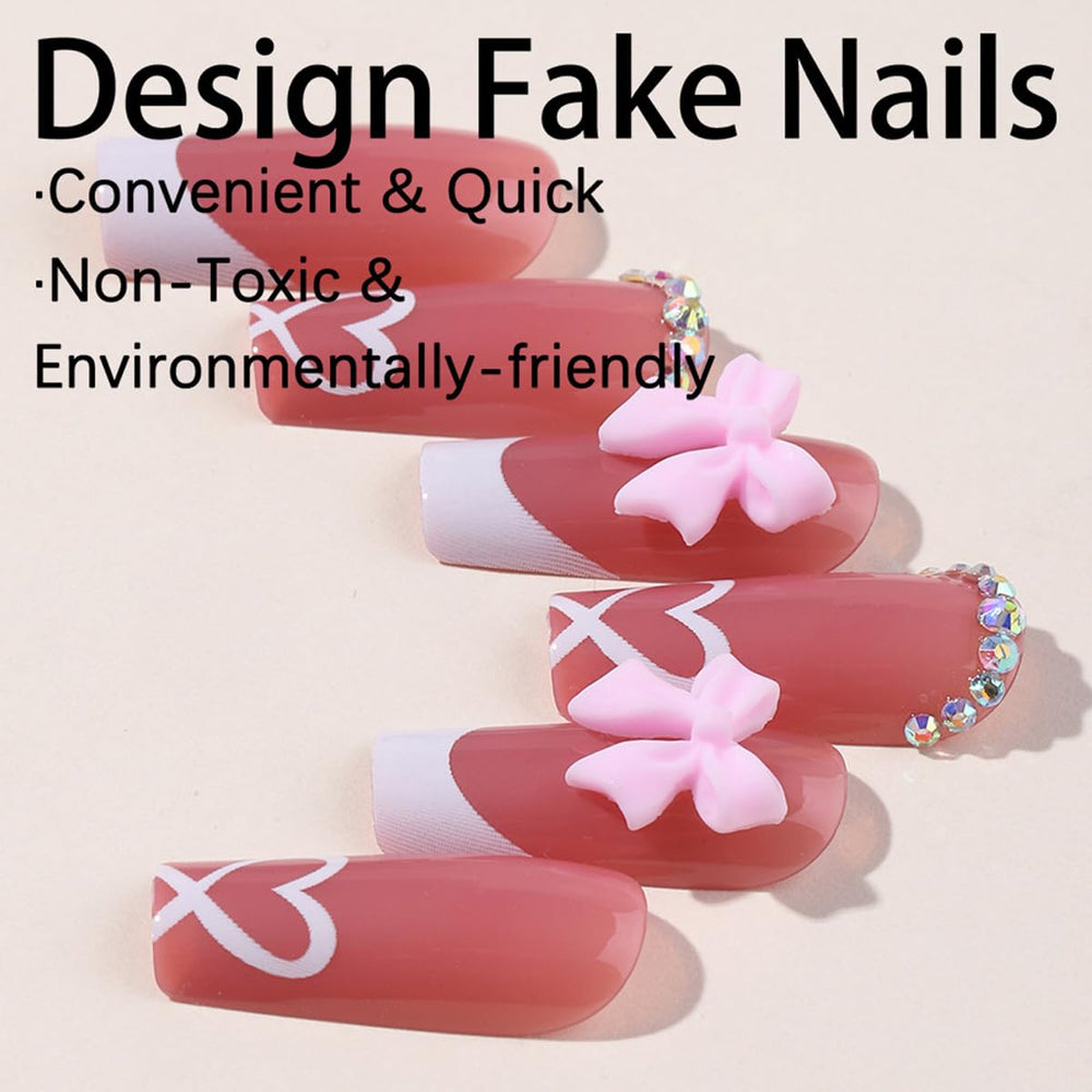 YKZFUI medium-length press-on nails in white square shape