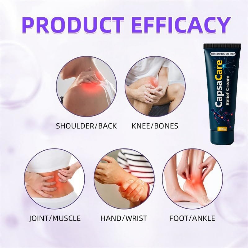 Hands massaging Ylahdent Capsacare Relief Cream for soothing care