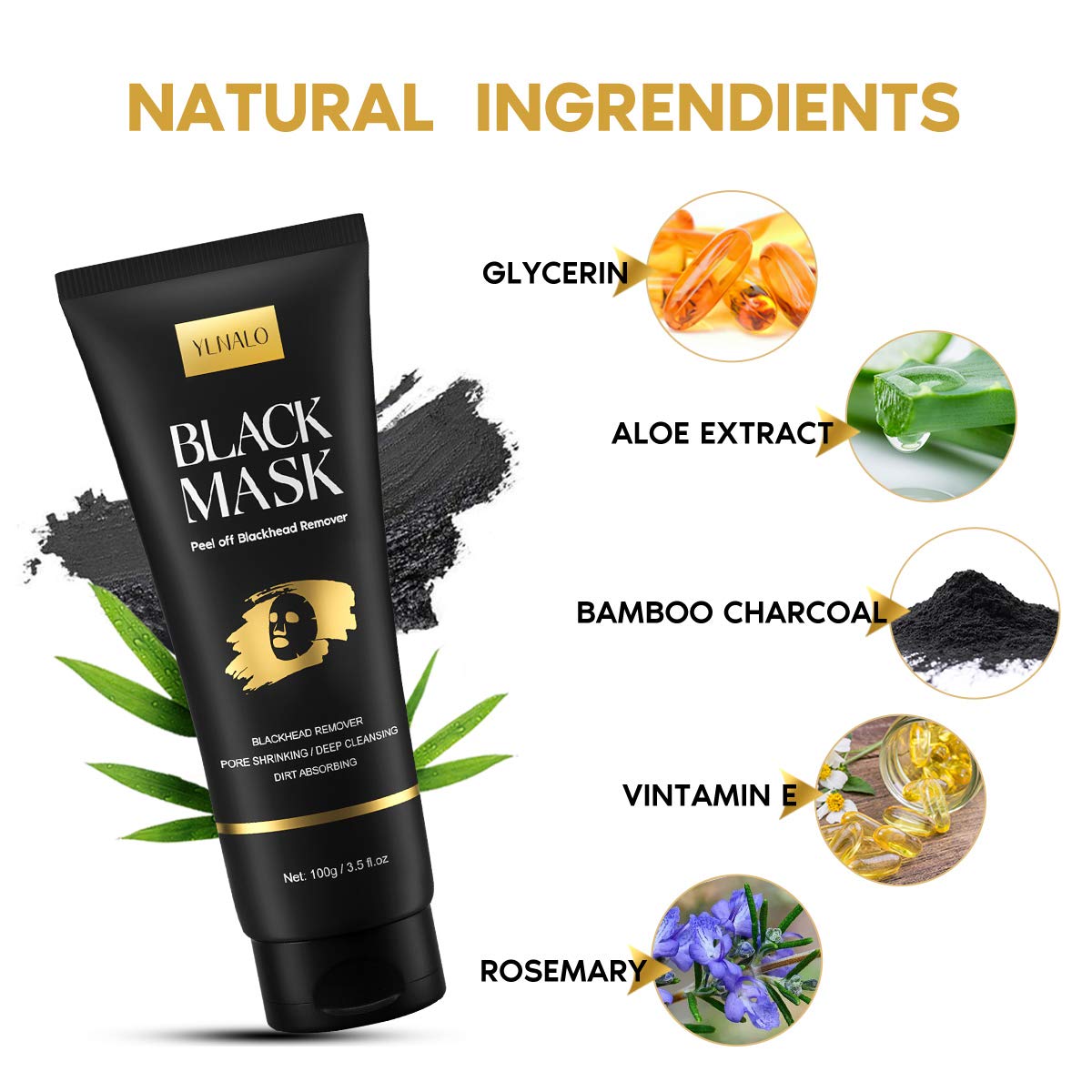 YLNALO face mask packaging highlights easy storage and travel-friendly design.