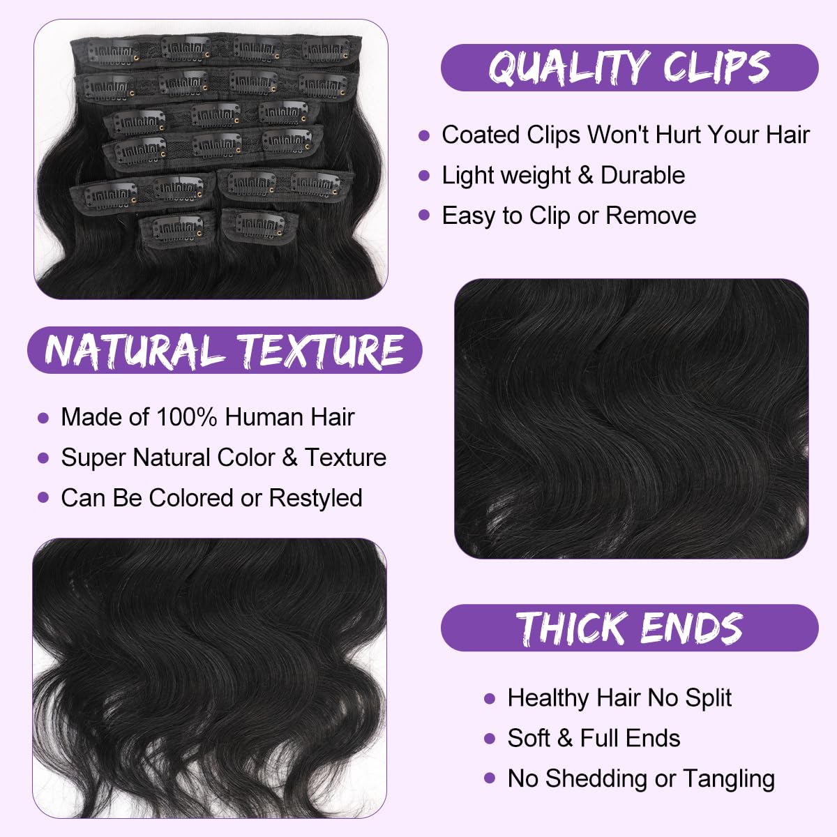 YLNVD clip-ins are glue-free for scalp-friendly wear