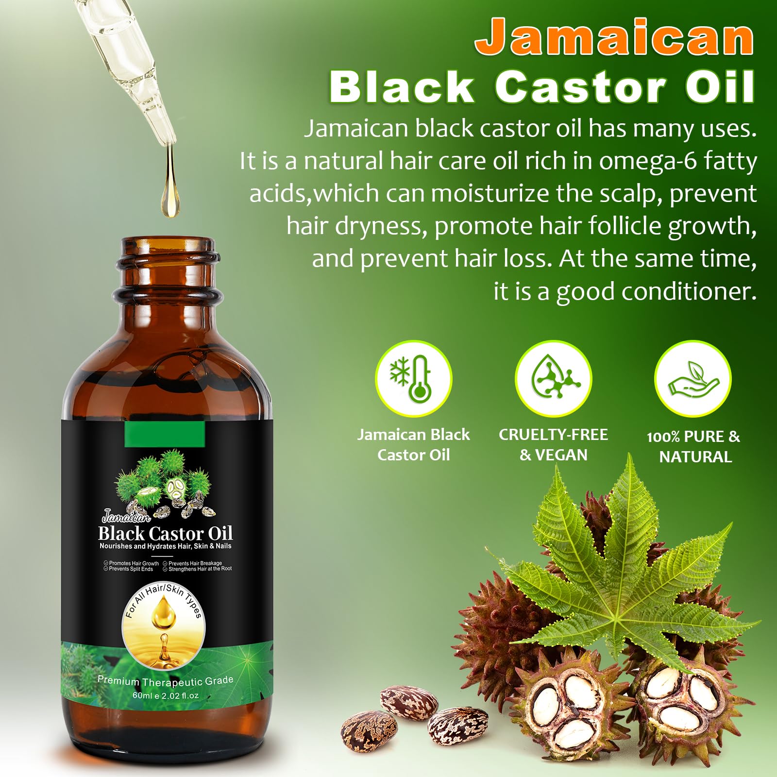 YLXYZUAD Jamaican Black Castor Oil dropper used on beard for daily care