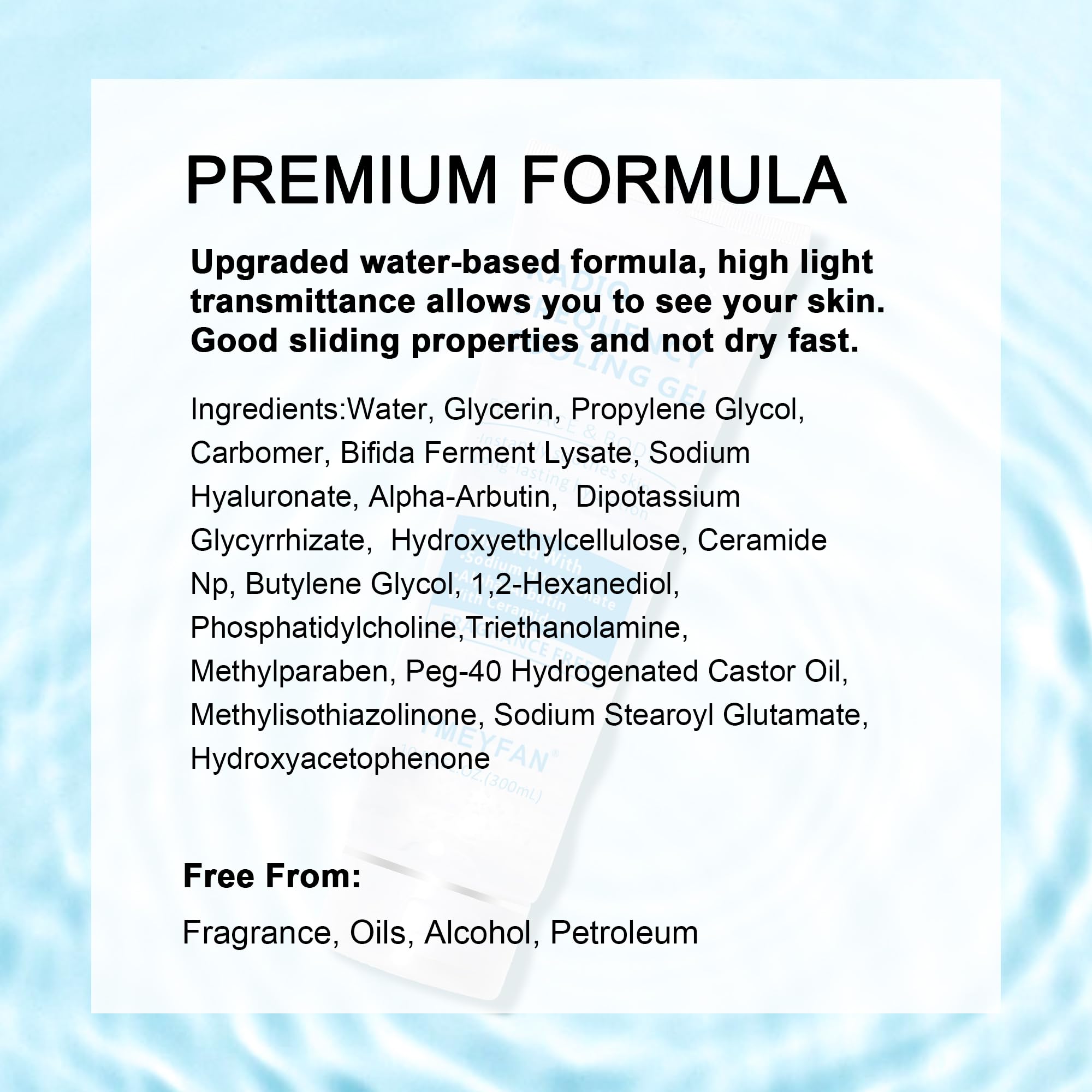 YMEYFAN easy-to-clean gel stays non-greasy throughout treatments.