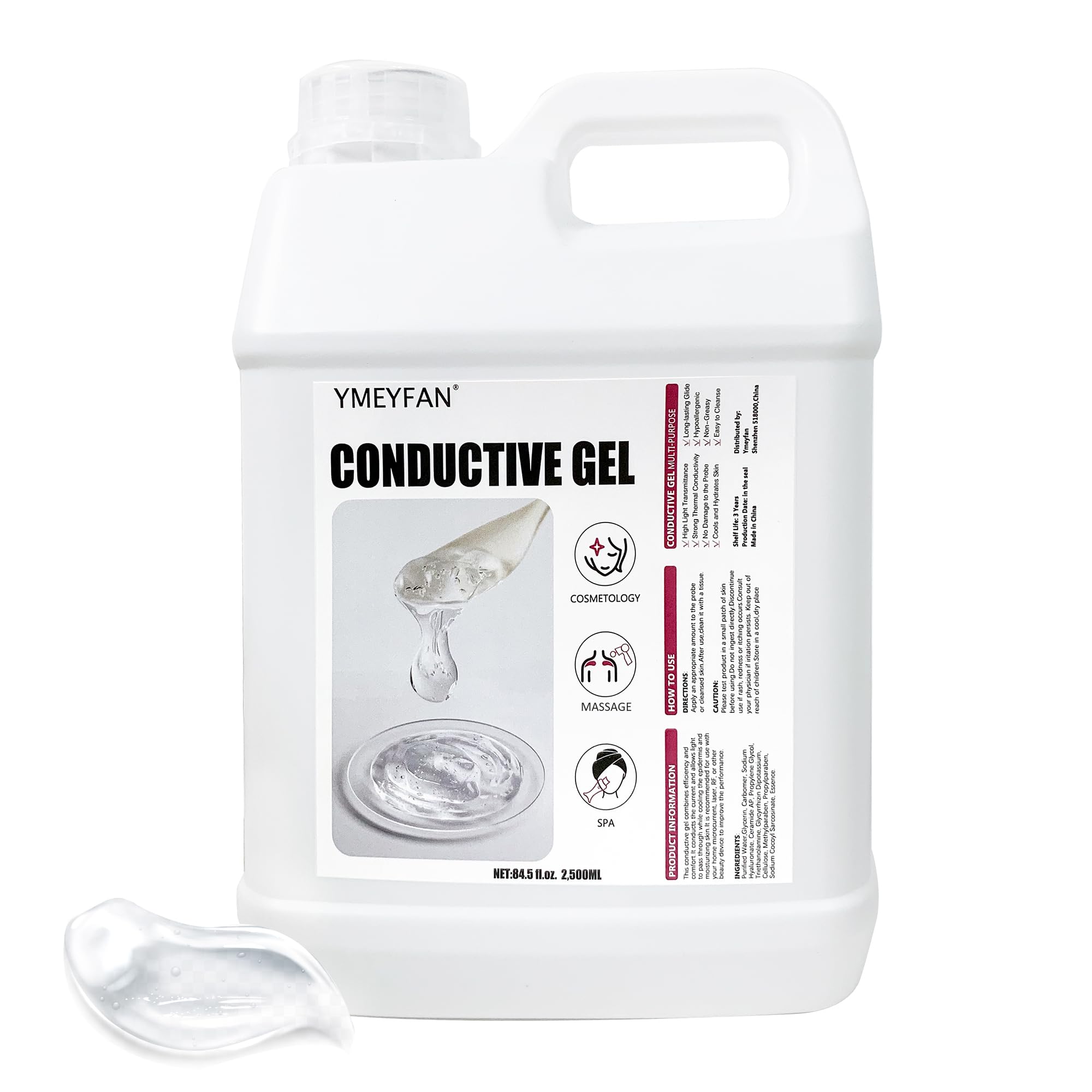 YMEYFAN large conductive gel bottle suitable for extended sessions and salon use.