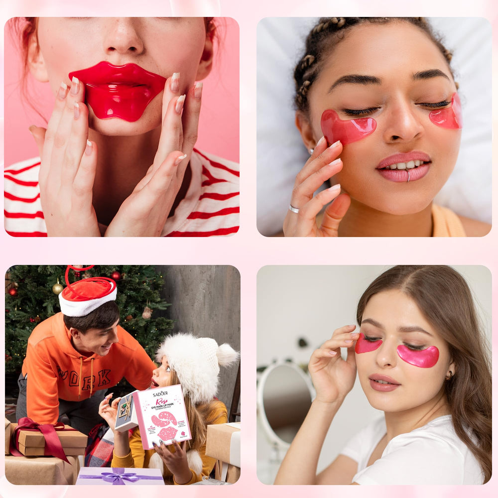 YMEYFAN Rose Pink Eye Patches applied under the eyes for hydration.