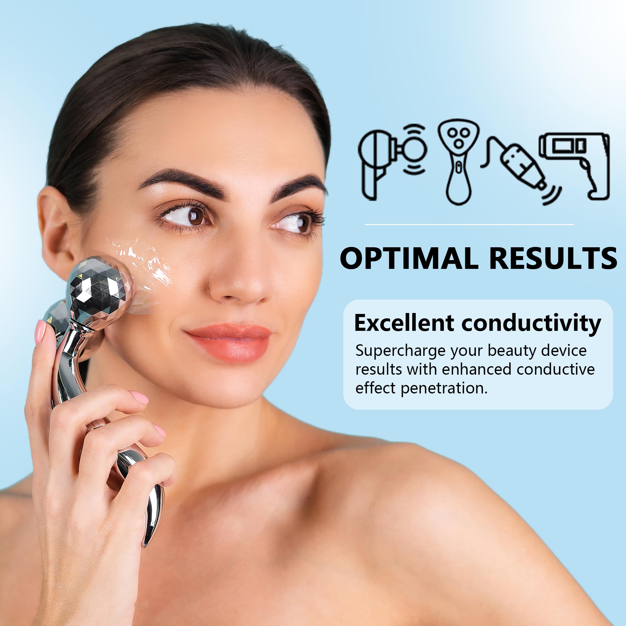 YMEYFAN conductive gel bottle back shows ingredients and safe use
