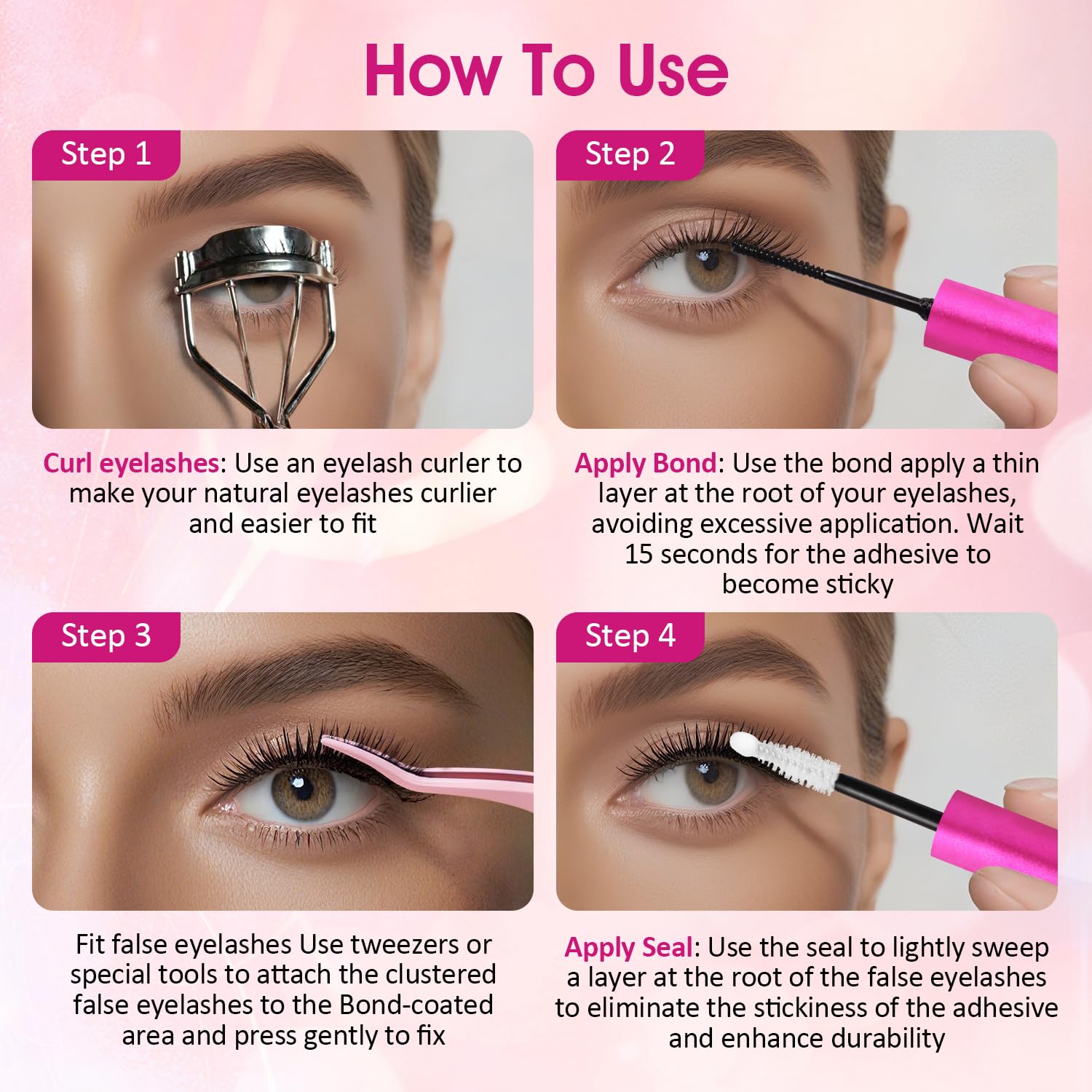 Compatible with cluster, individual, or full-strip lashes for DIY looks.