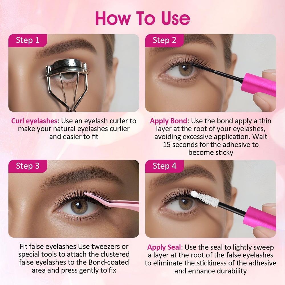 Compatible with cluster, individual, or full-strip lashes for DIY looks.